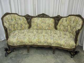  Revival Style 1912 Sofa w Button Tuft Upholstery & Rosewood Frame