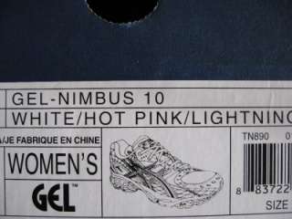 Asics Gel Nimbus 10 White Hot Pink US 8.5 EUR 40  
