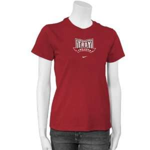  Nike Troy University Trojans Ladies Red Team Logo T shirt 