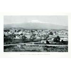 1907 Print Puebla Mexico Cityscape Ixtaccihuatl Volcano Mountains Town 