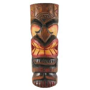   11 Inch Pacific Island Round Wooden Statue Tiki Totem