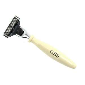 Triple Blade Razor Faux Ivory Handle   Accepts Mach 3 Blades From GBS