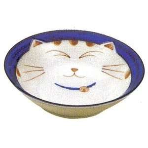  Smiling Blue Cat Porcelain Shallow Bowl 6 3/4in #HY567/B 