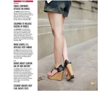 Lady Platform Wedge Heels Jeweled T strap Sandals Shoes  