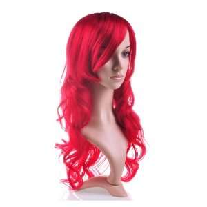 Hot Charm Lolita Animation Cosplay Red Long Wavy Full Wig 
