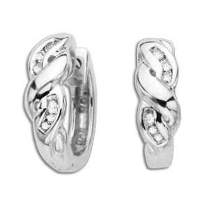    10K White Gold 0.08 ct. Diamond Huggie Earrings Katarina Jewelry