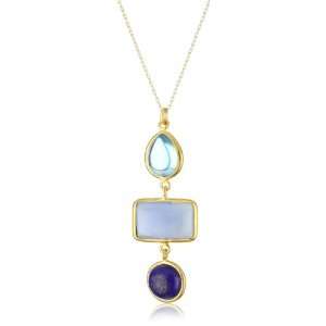    Wendy Mink Rajasthan Triple Blue Drop Bezel Necklace Jewelry