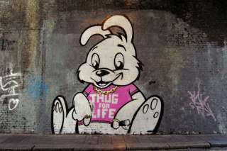 Thug For Life Bunny  Banksy Graffiti Print on Canvas  