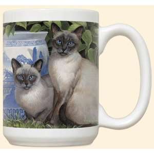 China Blue Siamese Cats   15 Oz Ceramic Coffee Mug   Dishwasher 