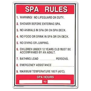  Poolmaster 40327 General Commercial Spa Rules Sign for a 