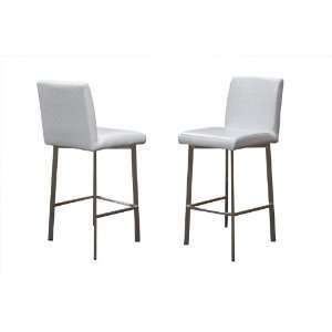   with Stainless Steel Base Bar Swivel Stool in White