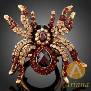 Arinna brown spider garnet tripe swarovski Crystal Ring  