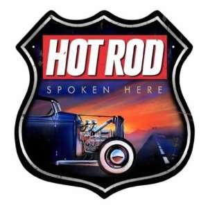   Hot Rod Spoken Vintage Car Garage Route 66 Metal Sign