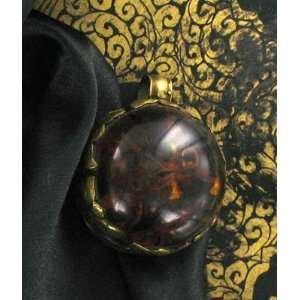  TIBETAN AMBER BRASS PENDANT ROUND~ 