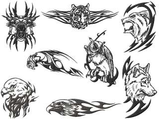 Tribal Tattoo Animal Predator Embroidery Designs 2 szs  
