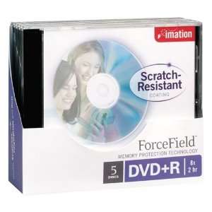  5 Pack ForceField DVD+R 4.7GB 8X with Jewel Cases 
