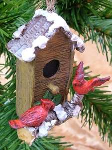 New Cardinal Snow Birdhouse Christmas Tree Ornament  