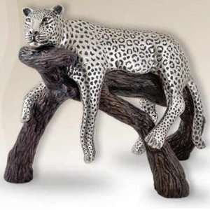  Leopard Lounging Silver Plated Sculpture
