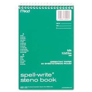  Spell Write Steno Book, Gregg Rule, 6 x 9, Green, 80 