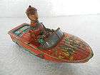 vintage mechanical ko circus boat litho print tin toy japan