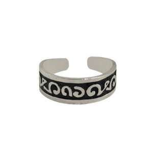    Sterling Silver Ancient Glyphs Design Toe Ring   TR70 Jewelry