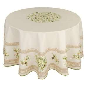  Olive Baux Natural Cotton Tablecloth 70 Round