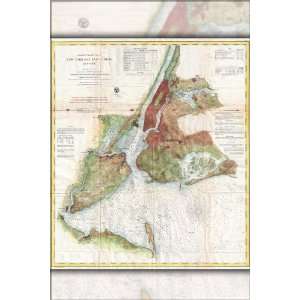 1861 Coast Survey Map of New York City Bay and Harbor   24x36 Poster 