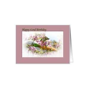  62nd Birthday Card with Egret and Pink Flowers Card Toys & Games