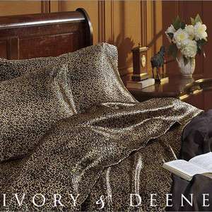 LUXURY LEOPARD PRINT SILK/SATIN KING Doona Duvet Quilt Cover Animal 
