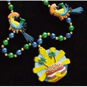  Cheeseburger Parrots Luaua Beads Necklace New Orleans 