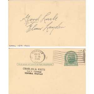  Elmer Layden Autographed 3x5 Government Postcard Sports 