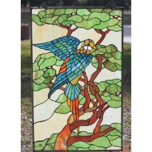  Tiffany Stained Glass Transom Window Panel 3D Parrot 30 