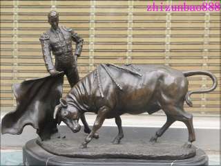   Bronze & Marble matador OX Red cloth Spanish Fighting Bull Toro Bravo