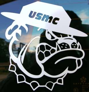 New USMC Marine Corps Bulldog in Campaign Hat 6 x 6 Vinyl Decal 