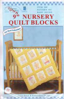   Stamped Cross Stitch kit 12 Nursery Quilt Blocks ~ BABY DUCKS #81