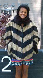 56553 New Brown Ranch Pastel Mink Fox Fur Jacket Coat S  