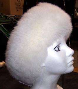 New white FOX FUR HEADBAND Hat scarf collar  