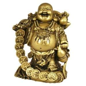  Buddha Grabbing Golden Chinese Coins (Brass Color)