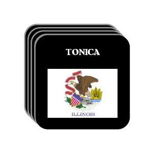US State Flag   TONICA, Illinois (IL) Set of 4 Mini Mousepad Coasters