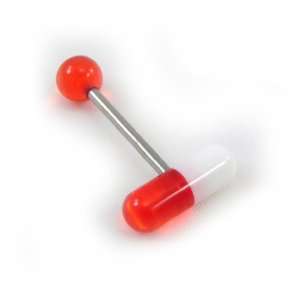 Tongue piercing Pilule red. Jewelry