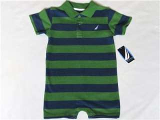 NWT NAUTICA TODDLER BOY GREEN / BLUE OUTFIT / ROMPER 6M  