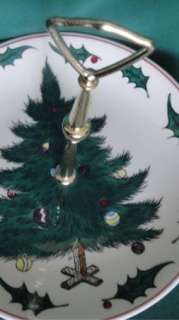 Vintage Napco Christmas Tree Plate with Metal Handle  
