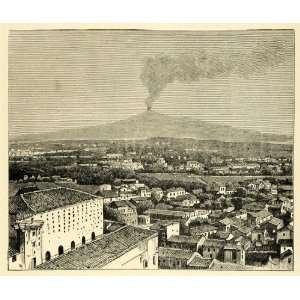   Sicily Italy Volcano Landscape   Original Engraving