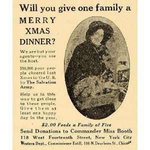  1915 Ad Salvation Army Christmas Dinner Poor Miss Booth 