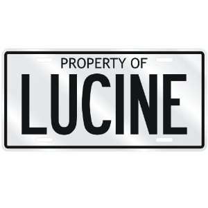  NEW  PROPERTY OF LUCINE  LICENSE PLATE SIGN NAME