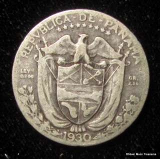 1930 Vn Decimo Balboa Panama Silver Coin  