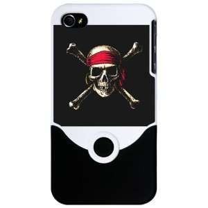  iPhone 4 or 4S Slider Case White Pirate Skull Crossbones 