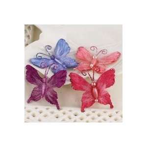  Prima Flowers Mariposa Fabric Butterflies With Beads 2 4/pk berry 
