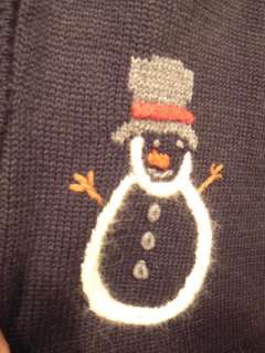 CJ BAnks black snowman Christmas cardigan sweater 1X  