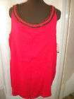 Style & Co. Womans Red Embellished Wood Beaded Tank To